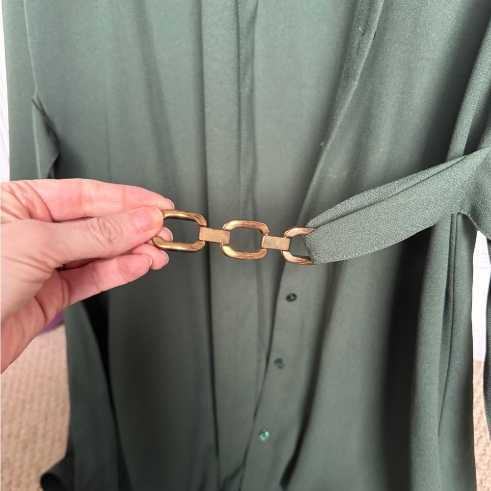Zara Forest Green Shirt Dress - Picture 2 of 3